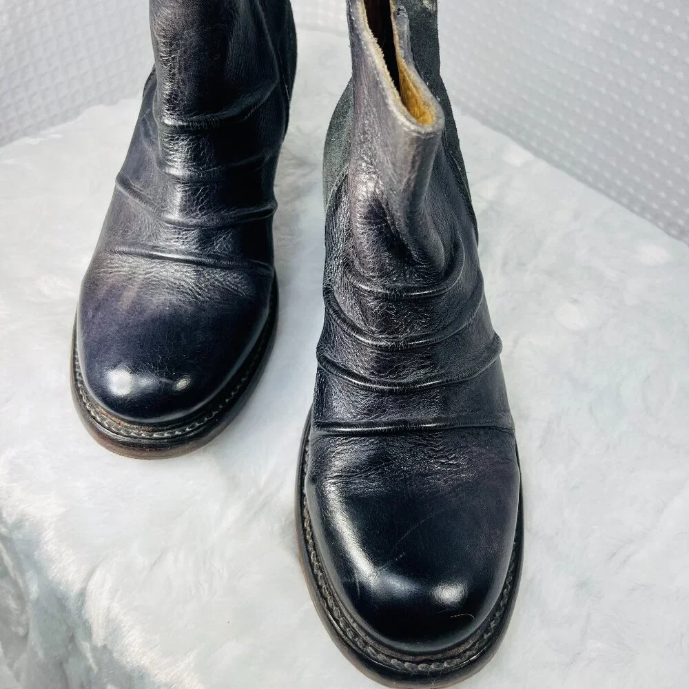 Bed Stu Arcane Cobbler Series ankle boots in black leather - Picture 4 of 10